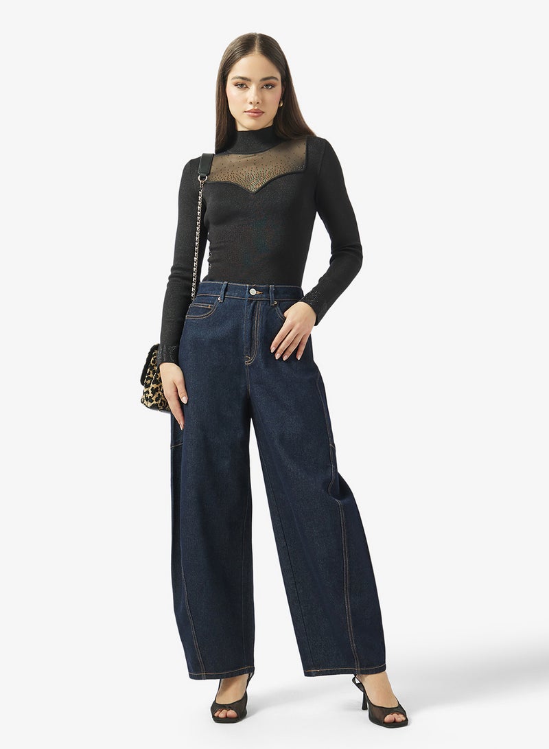 GUESS Lucy Rhineston Long Sleeve Sweetheart Neck Pullover Sweater - Image 4